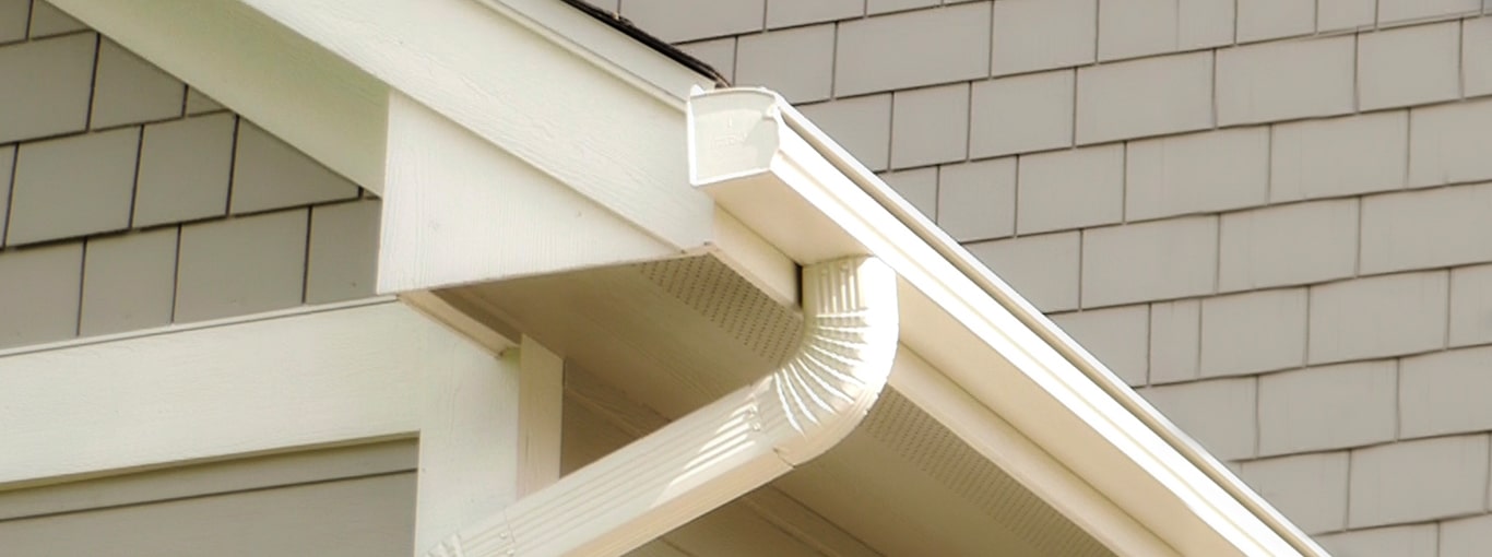 LeafGuard gutters shown on a house in Austin Texas
