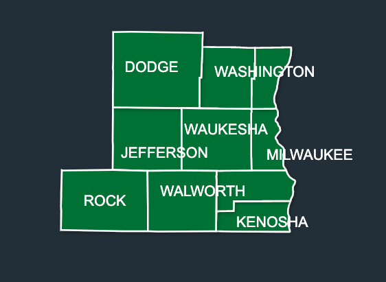 Map of LeafGuard gutters in Wisconsin