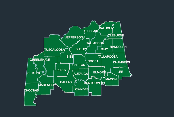 Map of LeafGuard gutters in Birmingham