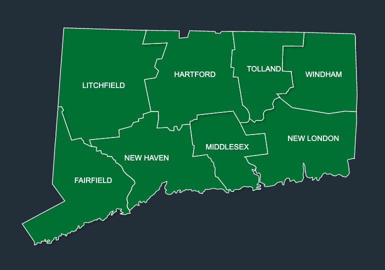 Map of LeafGuard gutters in Connecticut