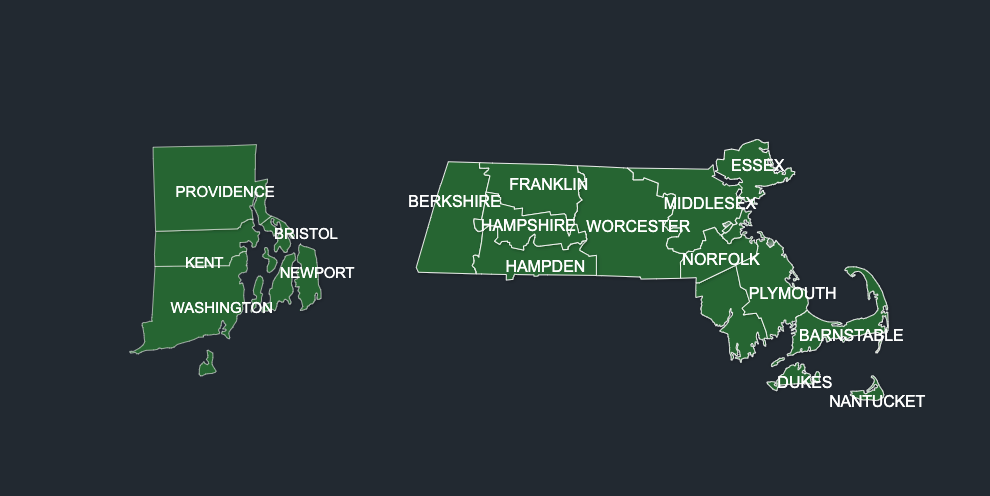 Map of LeafGuard gutters in New England