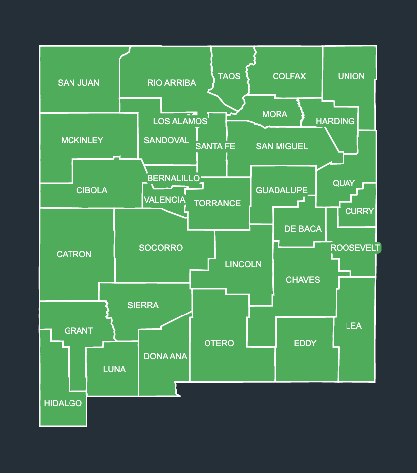 Map of LeafGuard gutters in New Mexico