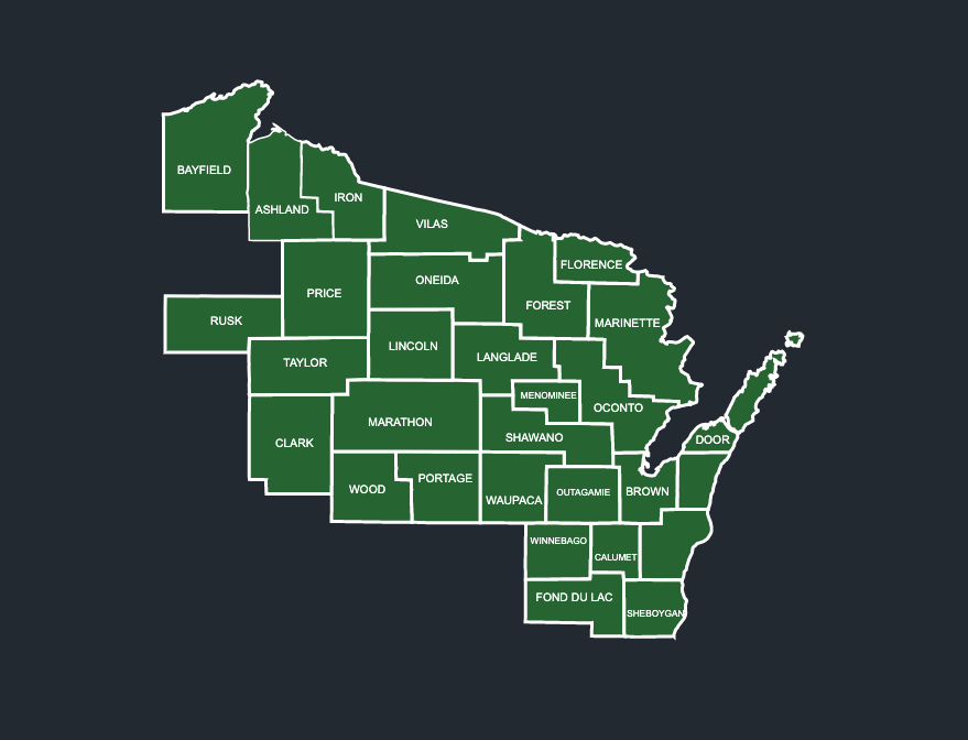 Map of LeafGuard of Northern Wisconsin