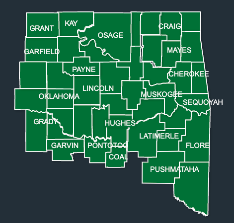 Map of LeafGuard gutters in Oklahoma 