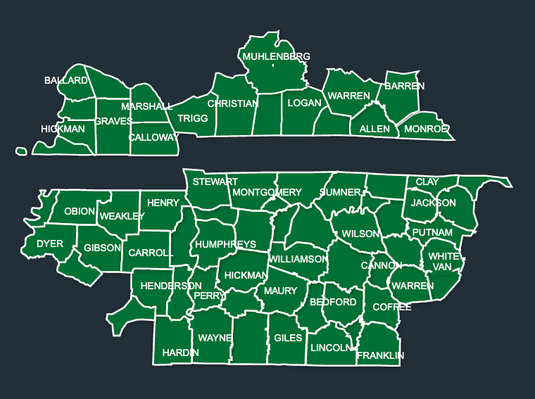Map of LeafGuard gutters in Nashville